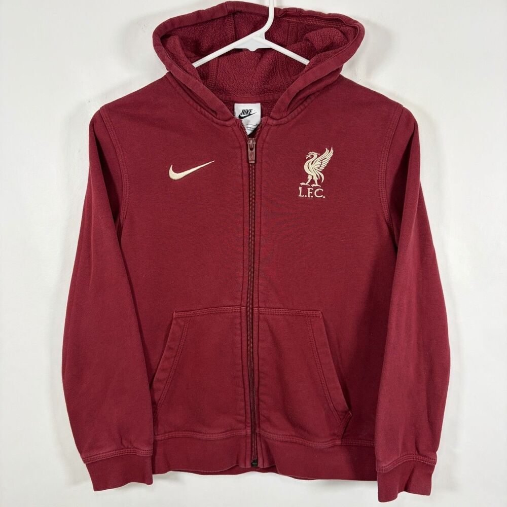 Liverpool FC LFC Nike Full Zip Hoodie Jacket Youth Boys Size Medium Red Beige
